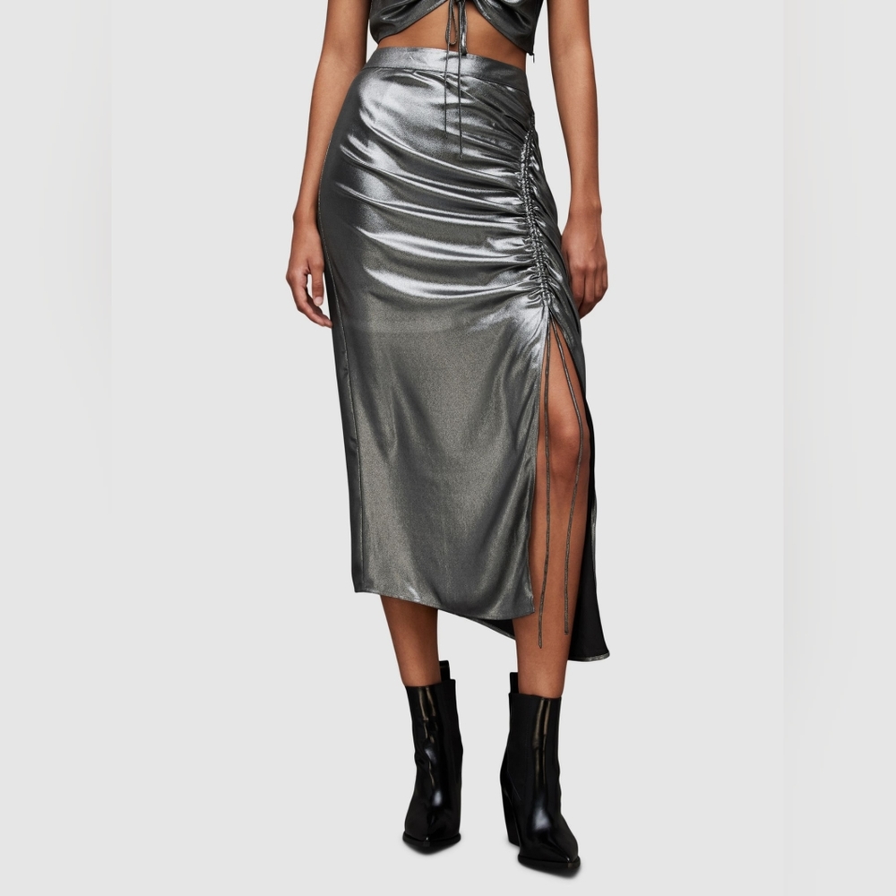 AllSaints Carla Metallic Skirt ⛓️